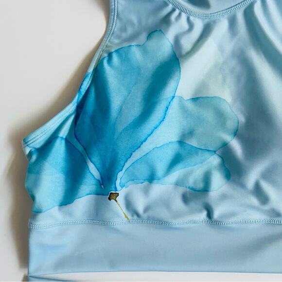 Kyodan | Blue Glass Longline Mock Neck Bikini Watercolor Flower NWT L - Picture 4 of 13